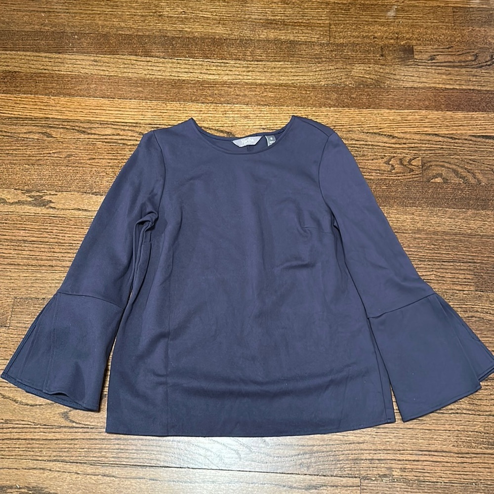 Martha Stewart Blue Ponte Top w/ Bracelet Bell Sleeves Size XS - Picture 3 of 7
